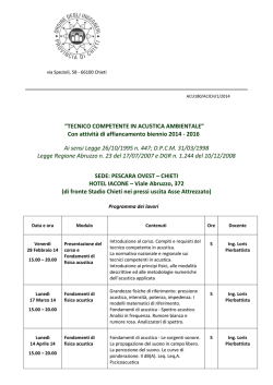 "Tecnico Competente in acustica Ambientale" biennio 2014-2016