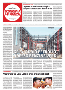 Gela, addio petrolio. Adesso benzine verdi "Giornale di
