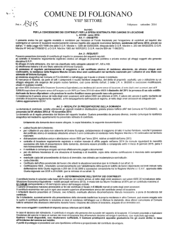 BANDO PER LA CONCESSIONE CONTRIBUTI LOCAZIONE