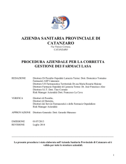 Procedura az. corretta gestione far. lasa + KCl