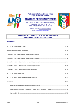 COMUNICATO UFFICIALE N. 64 Del 26/03/2014