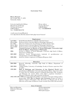 Curriculum Vitae Mauro Bonazzi date of birth: May, 7th, 1973
