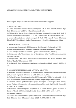 Curriculum e pubblicazioni 2014 - Universit&agrave; degli Studi di Genova