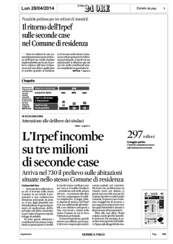 2014 04 28 .. Irpef si aggiunge a Imu per le Seconde Case Sfitte nel
