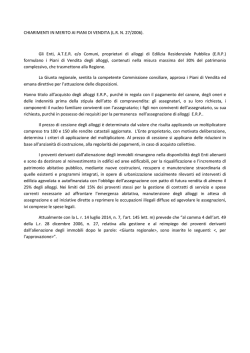 CHIARIMENTI IN MERITO AI PIANI DI VENDITA (L.R. N. 27/2006