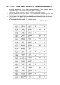 LPP-A &ndash; 2013/14 - Risultato recupero compitini, scritto primo appello