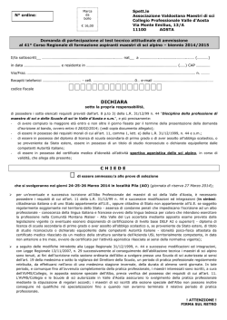 DOMANDA SELEZIONE 41&deg; C.SO SCI ALPINO BIENNIO 2014