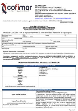 CO.FI.MAR. SPA CONTRATTO DI PRESTITO CONTRO