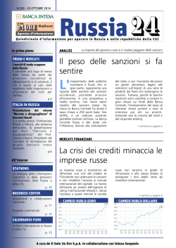Il peso delle sanzioni si fa sentire La crisi dei crediti