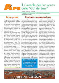 Giugno 2014 - Associazione Pensionati Cariplo