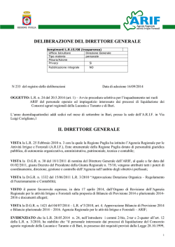 2014 09 16 233 Delibera - ARIF - Agenzia Regionale per le