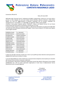 Federazione Italiana Pallacanestro COMITATO REGIONALE LAZIO
