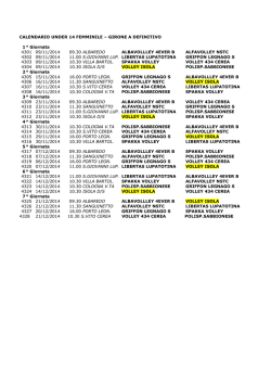 CALENDARIO UNDER 14 FEMMINILE &ndash; GIRONE A