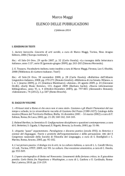 Marco Maggi ELENCO DELLE PUBBLICAZIONI