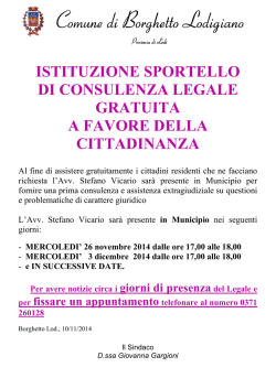 avviso istituzione sportello consulente legale