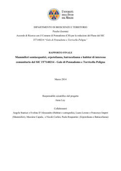 Mammiferi semiacquatici, erpetofauna, batracofauna e habitat di