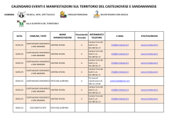 calendario eventi e manifestazioni sul territorio del