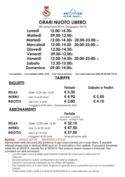 ORARI NUOTO LIBERO - M.G.M. Sport S.r.l.