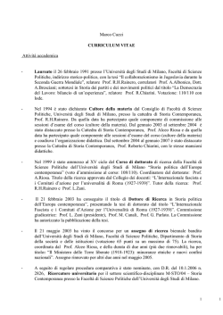 CV per SURPLUS - Universit&agrave; degli Studi di Milano