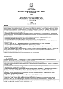Programmazione Dipartimentale Fisica classi terze