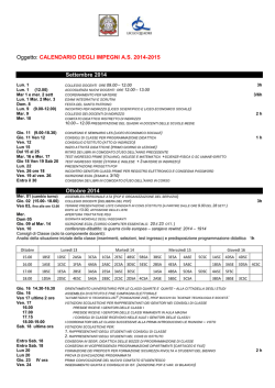 Il calendario degli impegni 2014-15