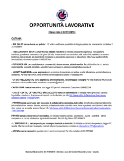 OPPORTUNIT&Agrave; LAVORATIVE