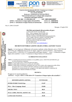 Decreto di pubblicazione graduatoria agenzie viaggi