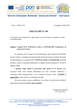 Circolare n. 186 PON 676 graduatoria provvisoria alunni x