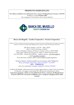 PROSPETTO SEMPLIFICATO Banca del Mugello