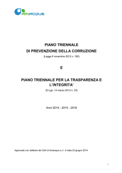 piano triennale di prevenzione della corruzione