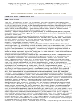 "Carpe diem" - Comunit&agrave; Parrocchiale San Giuseppe Serra Spiga