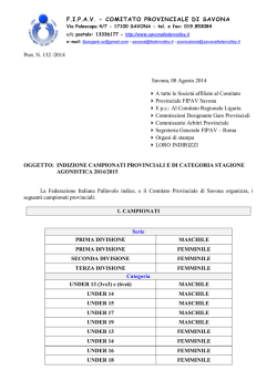 Indizione campionati di Serie e Categoria