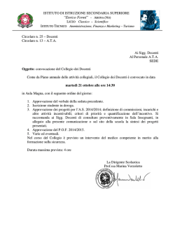 CONVOCAZIONE DEL COLLEGIO DOCENTI