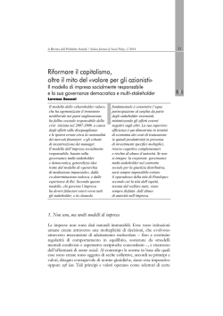 Riformare il capitalismo, oltre il mito del &laquo;valore per