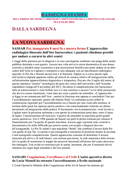 RASSEGNA STAMPA 10 LUGLIO 2014