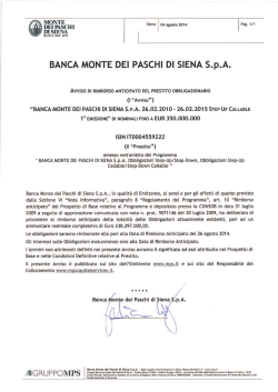BANCA MONTE DEI PASCHI DI SIENA SpA