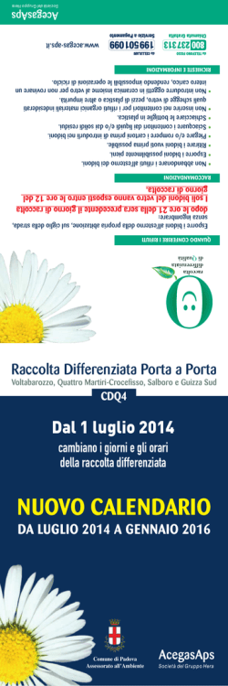 calendario 2014 raccolta rifiuti
