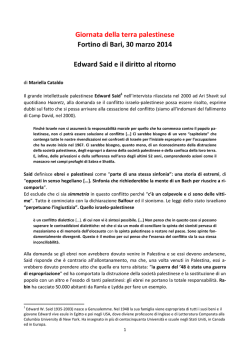 Edward Said e il diritto al ritorno relazione di Mariella Cataldo