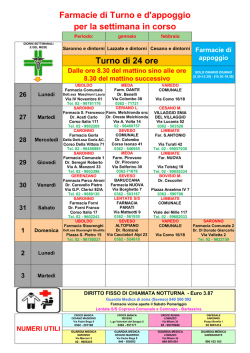 Quadro Settimanale - Farmacia Lazzate