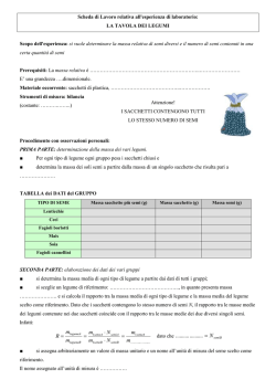 scheda di Lavoro relativa alla tavola dei legumi