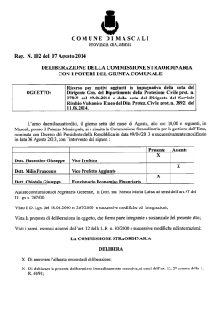 Delibera N&deg; 102 Commissione Straordinaria con i poteri della