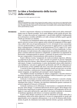 Le idee a fondamento della teoria della relativit&agrave;