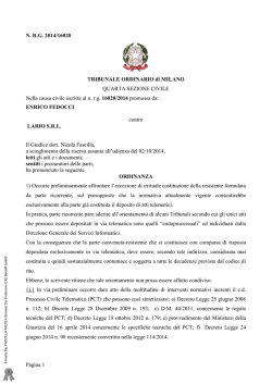 Pagina 1 N. R.G. 2014/16020 TRIBUNALE ORDINARIO di MILANO