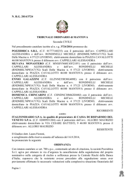N. R.G. 2014/3724 TRIBUNALE ORDINARIO di