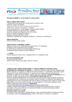 Primazona NEWS n. 21 di luned&igrave; 17 marzo 2014 Vela e regate nella