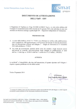 Attestazioni OdV – OIV - Società Metropolitana Acque Torino SpA