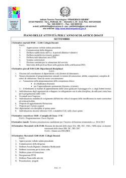 Piano delle attivit&agrave; a.s. 2014-2015