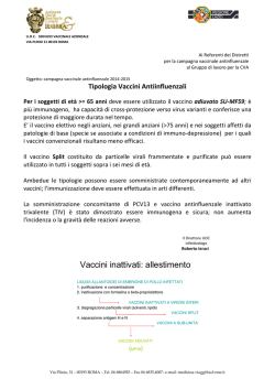Nota ai MMG su Tipologie Vaccini Antinfluenzali