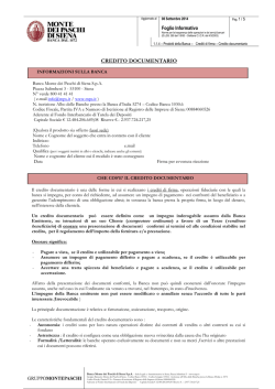 CREDITO DOCUMENTARIO - Banca Monte dei Paschi di Siena