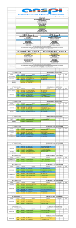 Calendario A.C. Pisogne Autunno